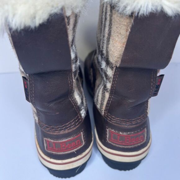 LL Bean Rangeley Pac Fur Ankle Boot Waterproof Insulated Nova Check Wool Women - Picture 4 of 7